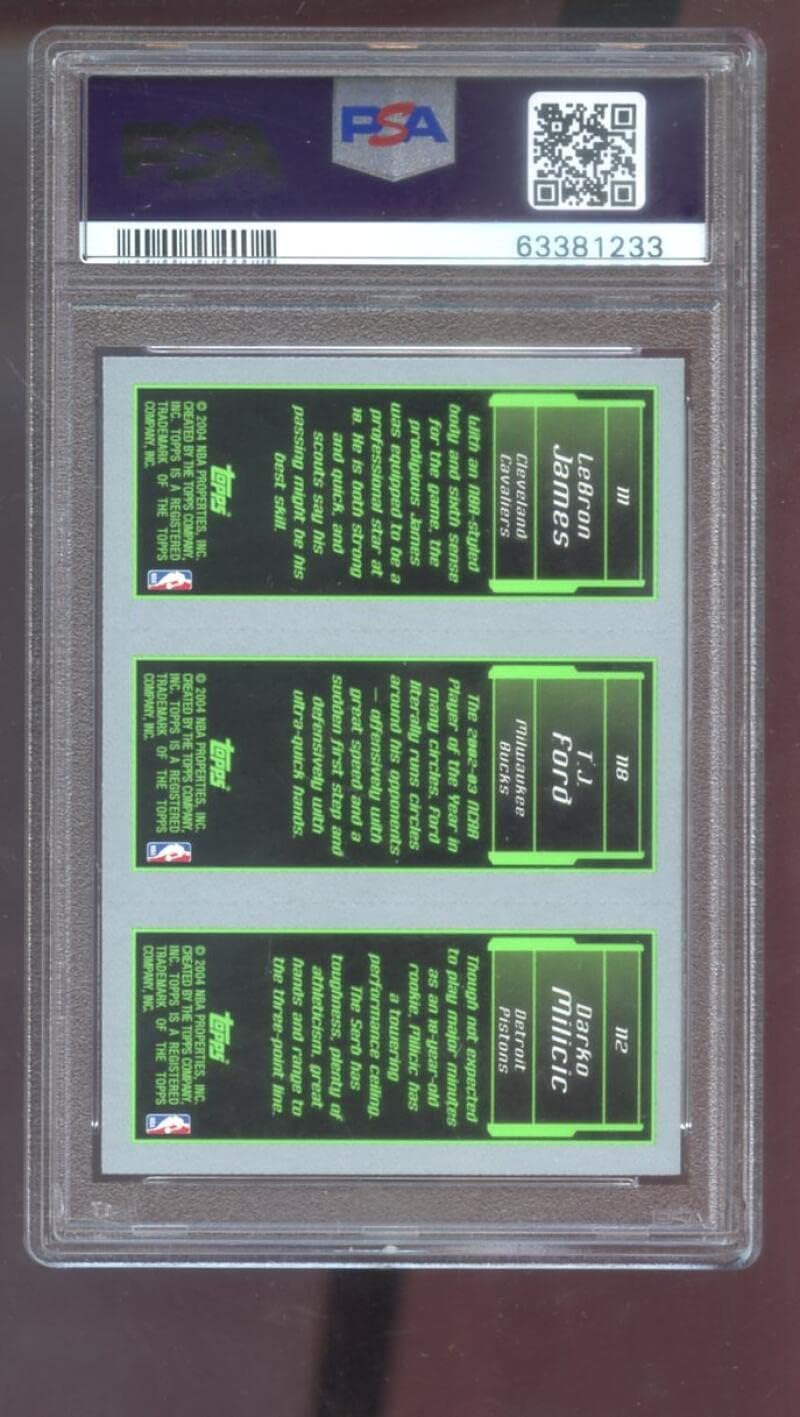 2003-04 Topps Rookie Matrix #111 Lebron James T.J. Ford Darko Milicic PSA 8 Graded Basketball Card NBA 03-04 2003-2004 118 112
