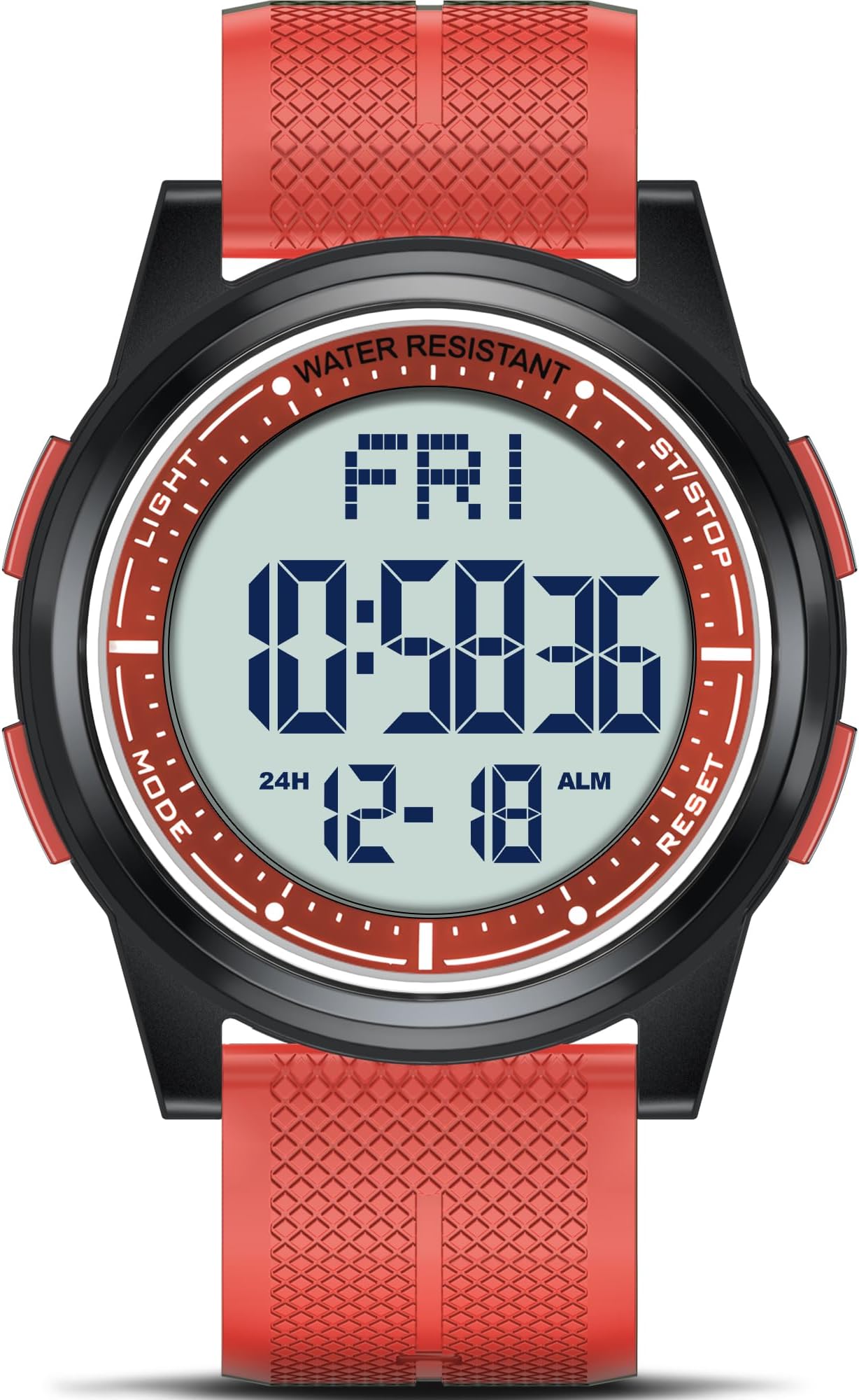 Digital Watch for Men Women, 50M Waterproof, Ultra-Thin & Lightweight, 44mm Silicone Sports Watch with Alarm, Stopwatch, Countdown, Ideal for Gym, Running, School, Daily Wear