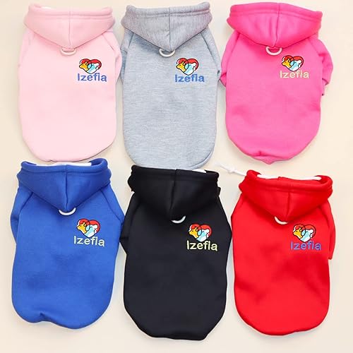 Miniatura 5 de Izefia Sudadera con capucha para perro, ropa de forro polar para perro, sudadera de invierno cálido con lazo de algodón básico para perro pequeño,