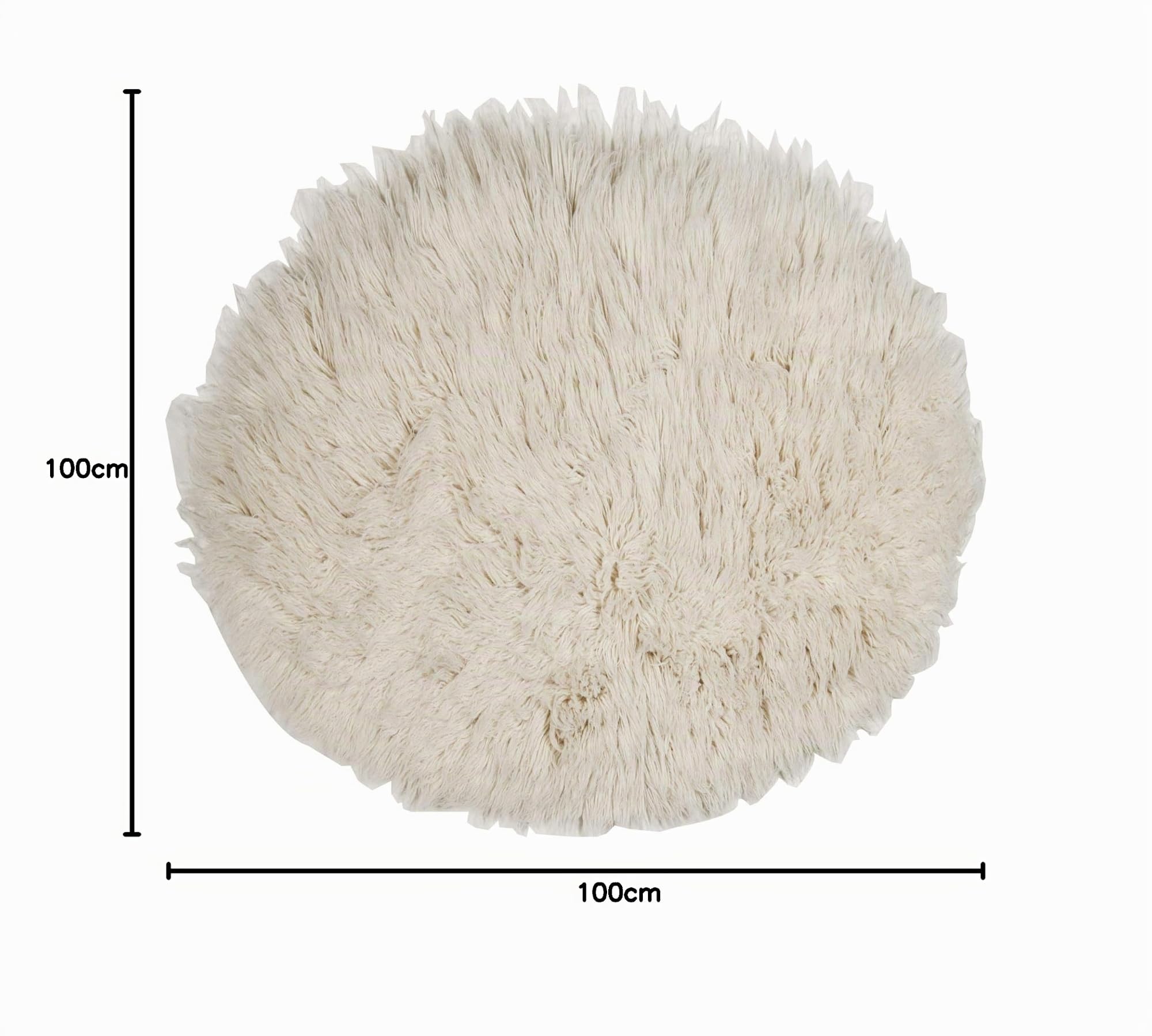 Theko | Runder Flokati Teppich aus 100% Schurwolle nachhaltiger Teppich FLOKOS 2450 | handgewebt | Farbe: Natur | 100 cm