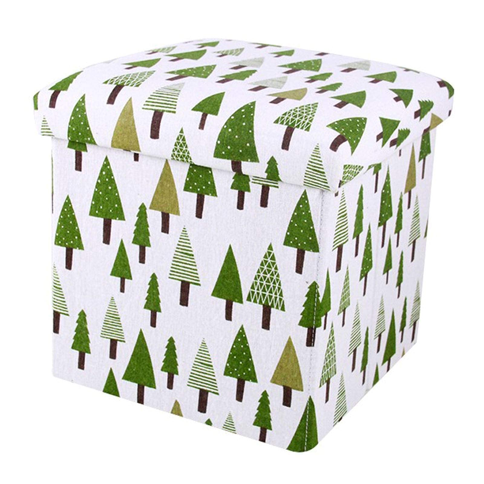 Pouf pliant coffre de rangement en coton lin, repose-pieds cube pour patio salon