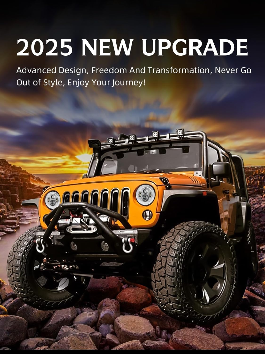 UNI-SHINE 2pcs Projector 7 Inch LED Headlight Hi/Lo Beam Chrome 7’’ Round H6024 LED Headlight Compatible with Jeep Wrangler JK CJ TJ fit for Miata, for Chevy SC2