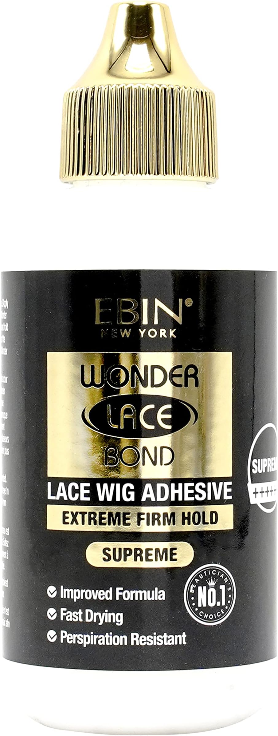 EBIN NEW YORK Wonder Lace Bond Supreme Hold Lace Wig Glue 90 ml Supreme, Maximum Strength, Waterproof, Quick Drying, Latex Free, Long-Lasting Invisible Wig Adhesive for Professional Use