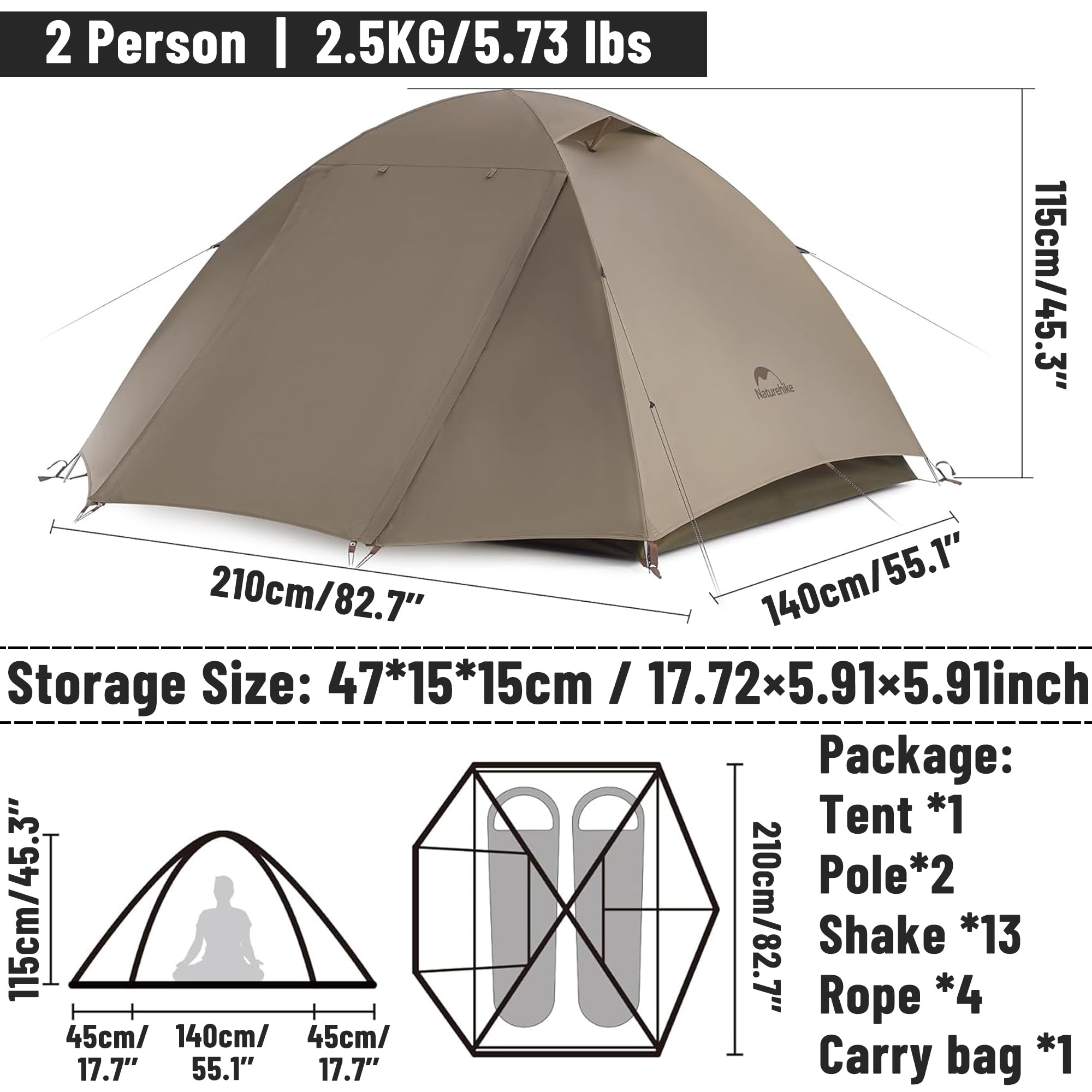 Amazon.co.jp: Naturehikeクラウドリバーテント - 2~3人用 軽量バック