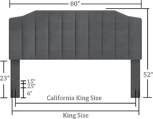 Miniatura 2 de Befurtori Cabecera tapizada de terciopelo, cabecera capitonada para cama KingCal King, diseño moderno de canal vertical con cabecera curvada de