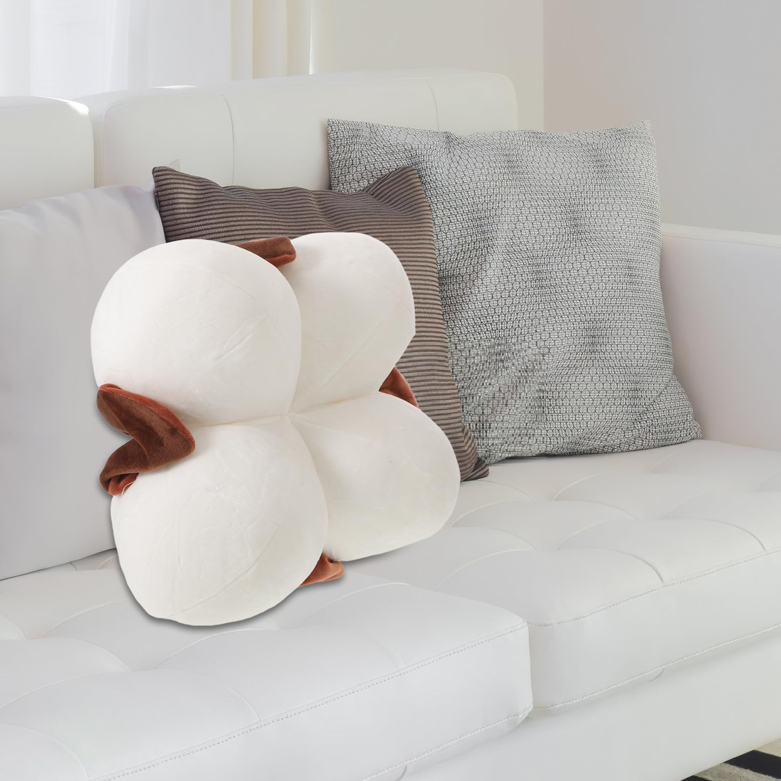 Beavorty Cojín de Suelo Japonés, Cojín de Sofá de Ventana, Felpa Beige, Relleno de Alta Resiliencia, para Oficina y Asiento Suelo, Estilo Japonés y Nórdico