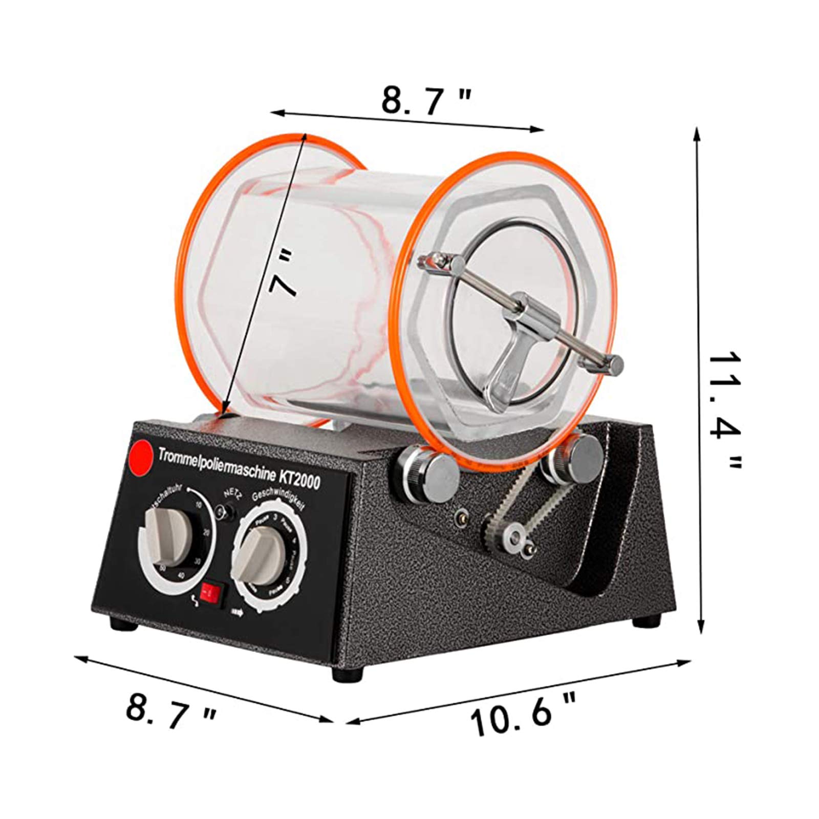 Poliertrommel Aus Zähem Polycarbonat 5 Kg, Rotary Tumbler Oberflächenpolierer 60 W, Schmuck Polieren, Dreh-Tumble Labor Kugelmühle, Rutschfest, Stabil Für Magnesiumlegierungsmaterialien