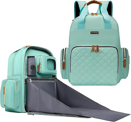 WITSTEP Mochila de pañales con cambiador, organizador de bolsas de pañales para bebés para mamás, papás, bolsas grandes para cambiadores de bebé