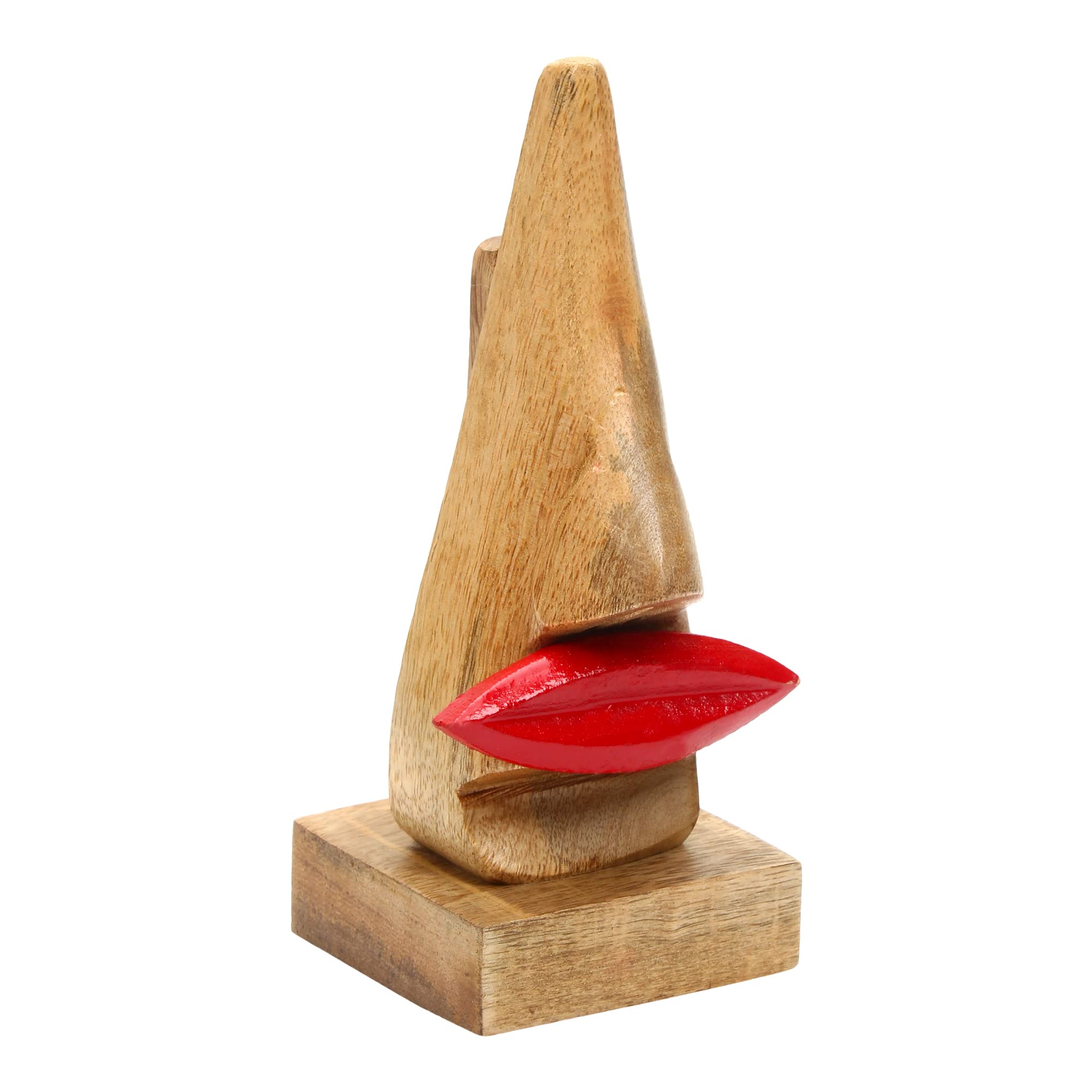 Craftland Wooden Handcrafted Nose Shaped Spectacles/Goggle/Eyeglass Holder/Stand for Women with red Lips 3