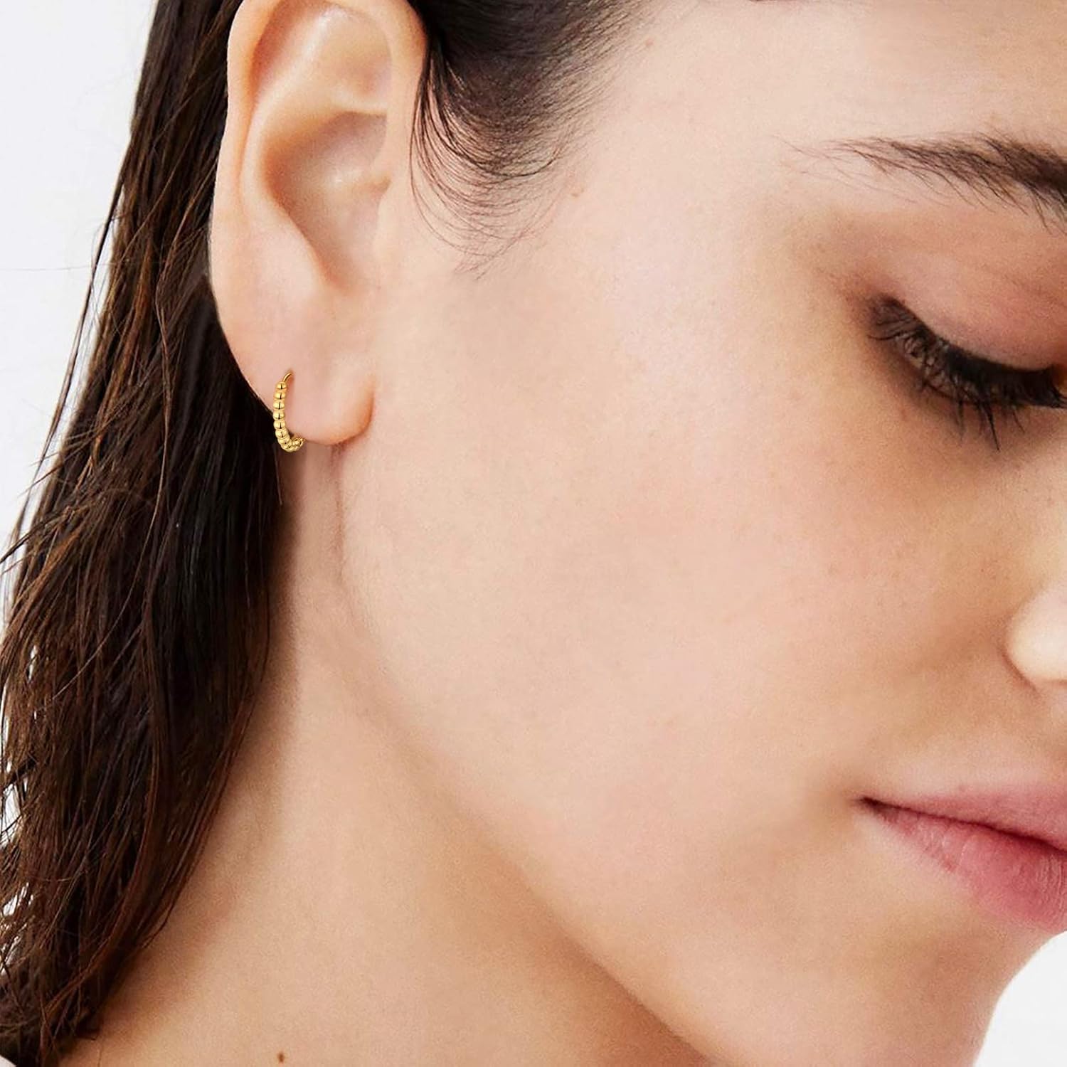 Fiusem Huggie Hoop Earrings for Women 14K Gold Plated, Small Dainty Earrings for Women, Hypoallergenic Hoops 8/10/12 mm - Image 8