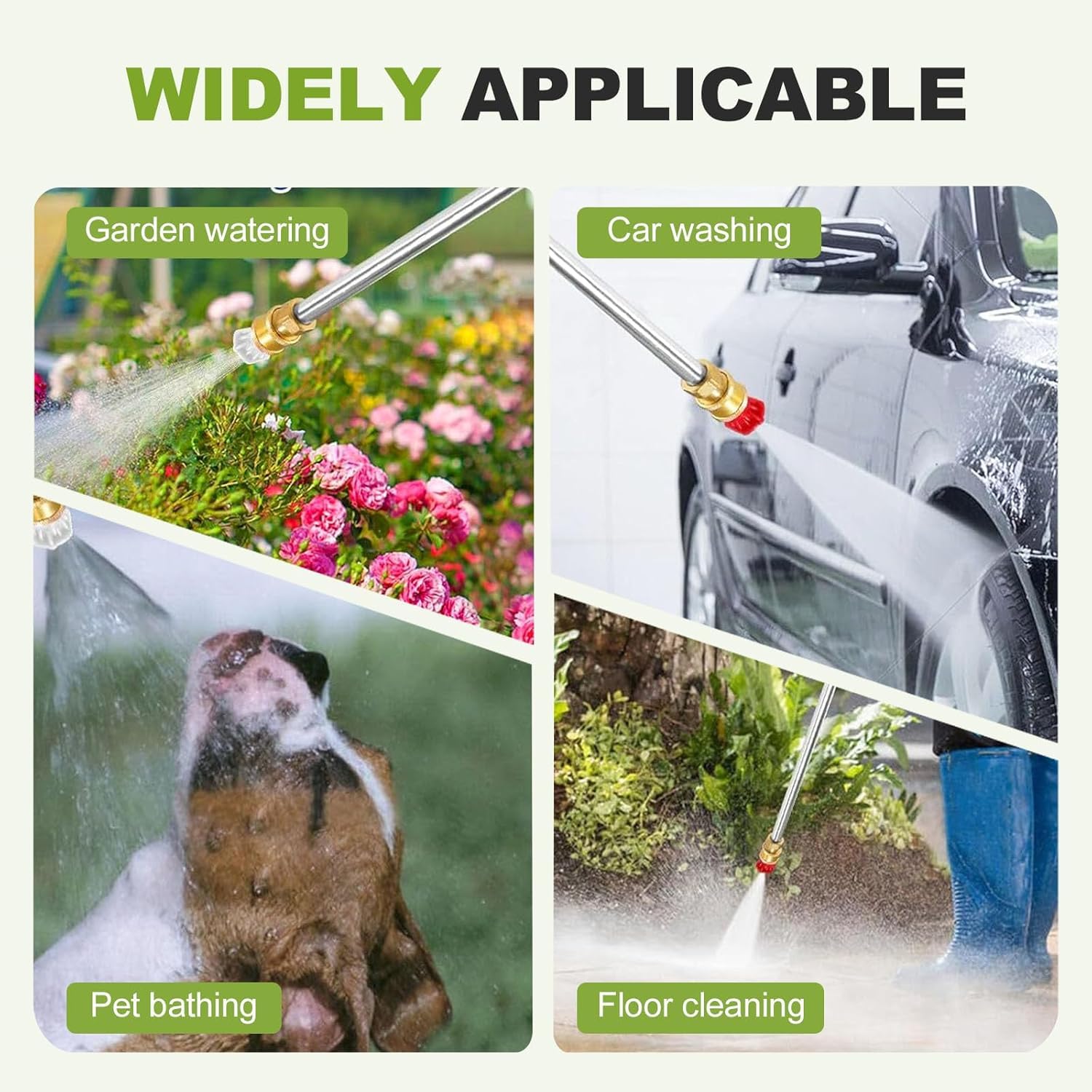 Hidrolavadora De Jardín con Lanza Y 3 Boquillas Intercambiables, Ideal para Lavar Coches, Patios, Jardines Y Limpiar Exteriores (Gris). Gray+Black