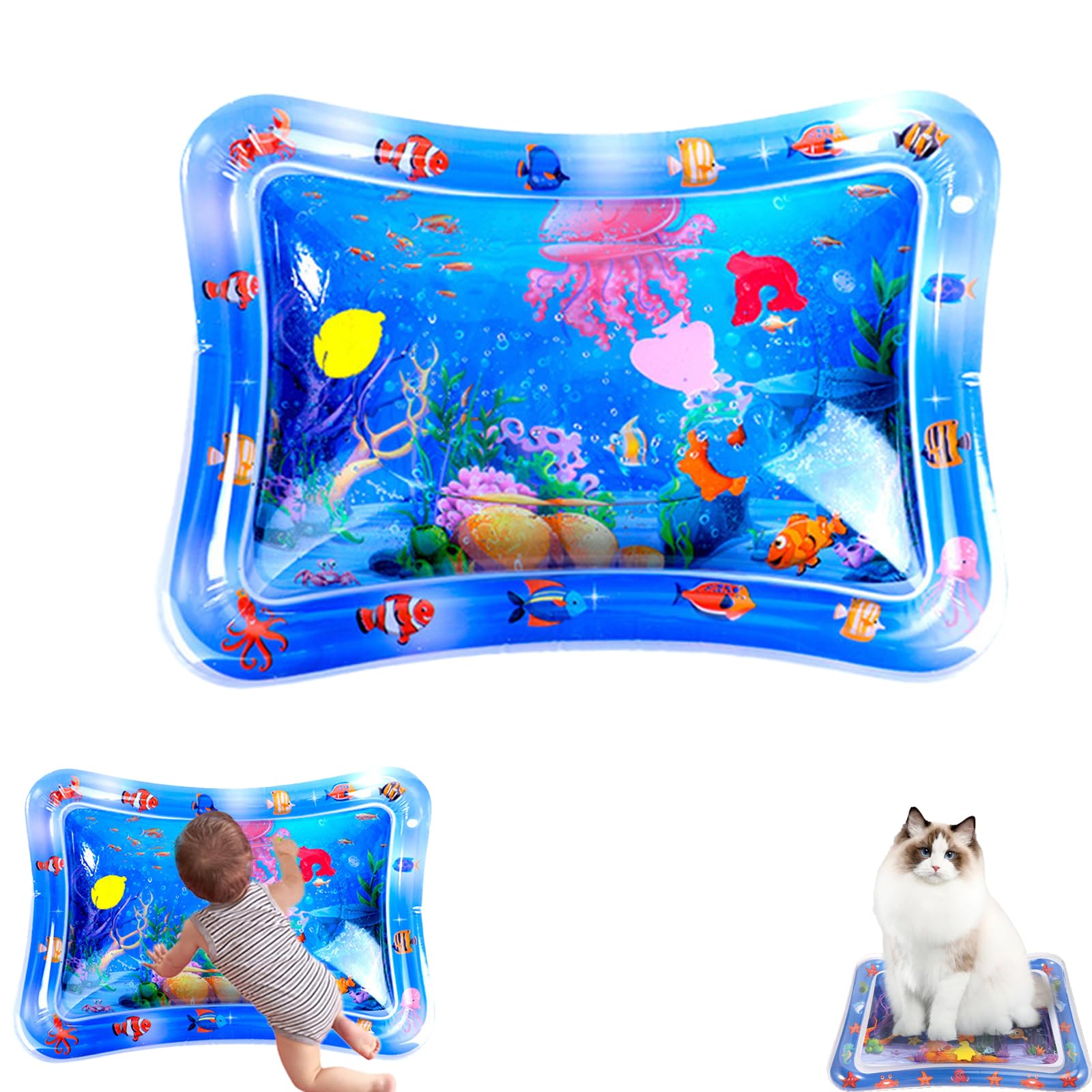 Cat Water Mat For Indoor,2025 New Thickened Water Sensory Play Mat For Cats Dog,Innovative Cat Waters Mats,Cats Cooling Pad (Square-2,27.1in*19.6in)