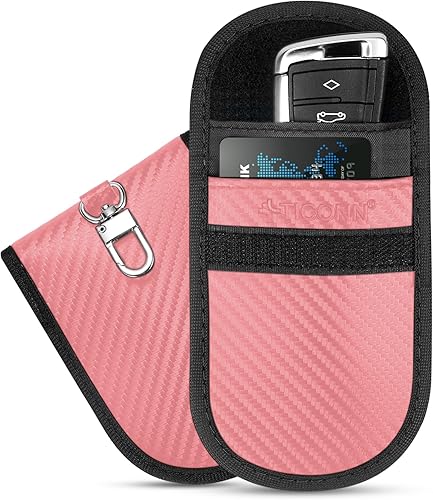 Vista 128 de TICONN Faraday - 2 bolsas para llavero, protector de jaula Faraday de 3.5 x 5.0 pulgadas, bloqueo de señal RFID para automóvil, bolsa antirrobo Negro