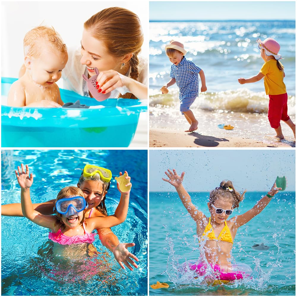 HOTUT Badewannenspielzeug, 7 Stück Silikon Badewannen Spielzeug, Badespielzeug BPA-Free Wasserspielzeug Baby, Süße Bade Spritztiere, Badetiere für Babys und Kleinkinder