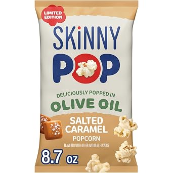 SKINNYPOP Olive Oil Salted Caramel Flavored, Gluten Free Popcorn Bag, 8.7 oz