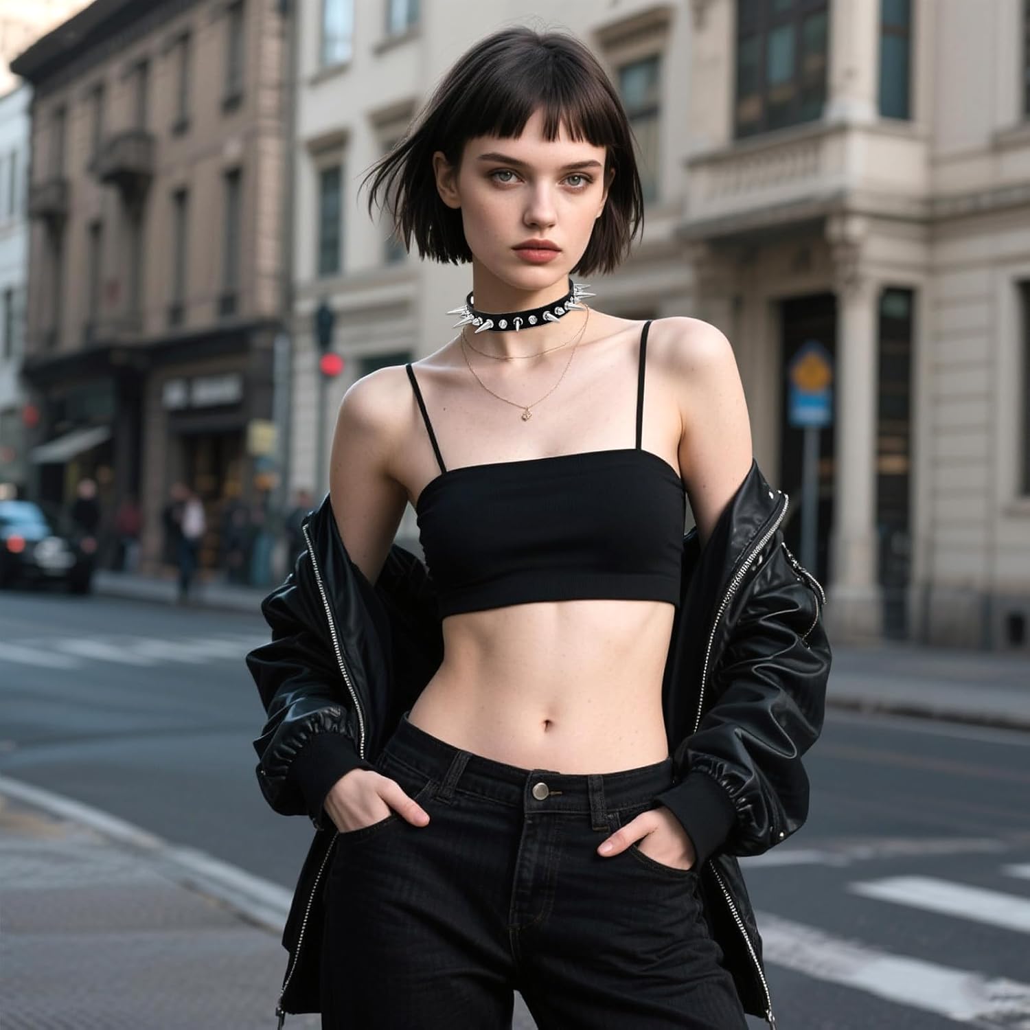 4Pcs Black PU Leather Chokers Necklace Cool Adjustable Punk Gothic Spike Heart Shape Biker Collar Studded for Women Men - Image 6