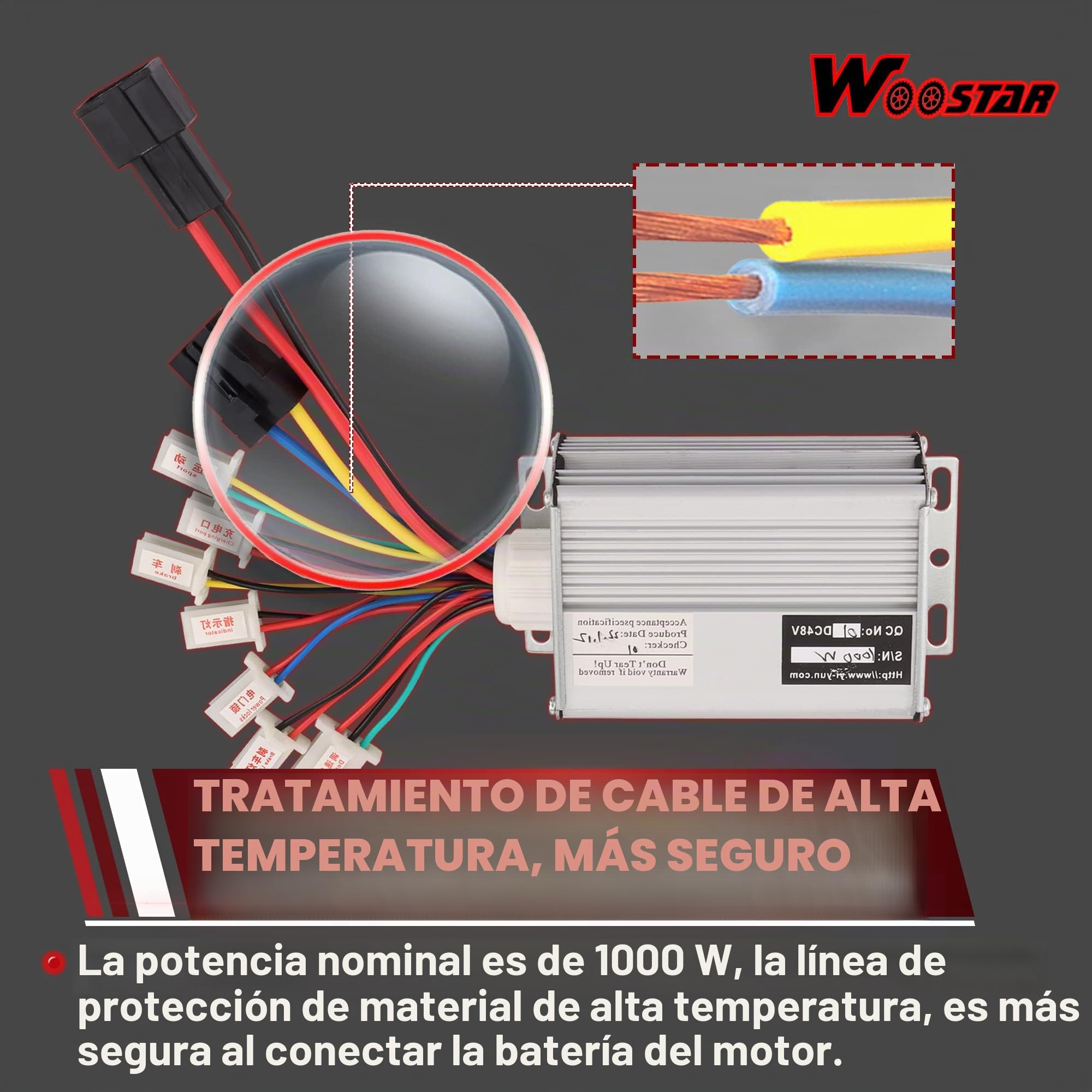 WOOSTAR Motocicleta Controlador de Velocidad 48V 1000W Reemplazo para Eléctrico Scooter E Bike Bicicleta Tricycle Brush