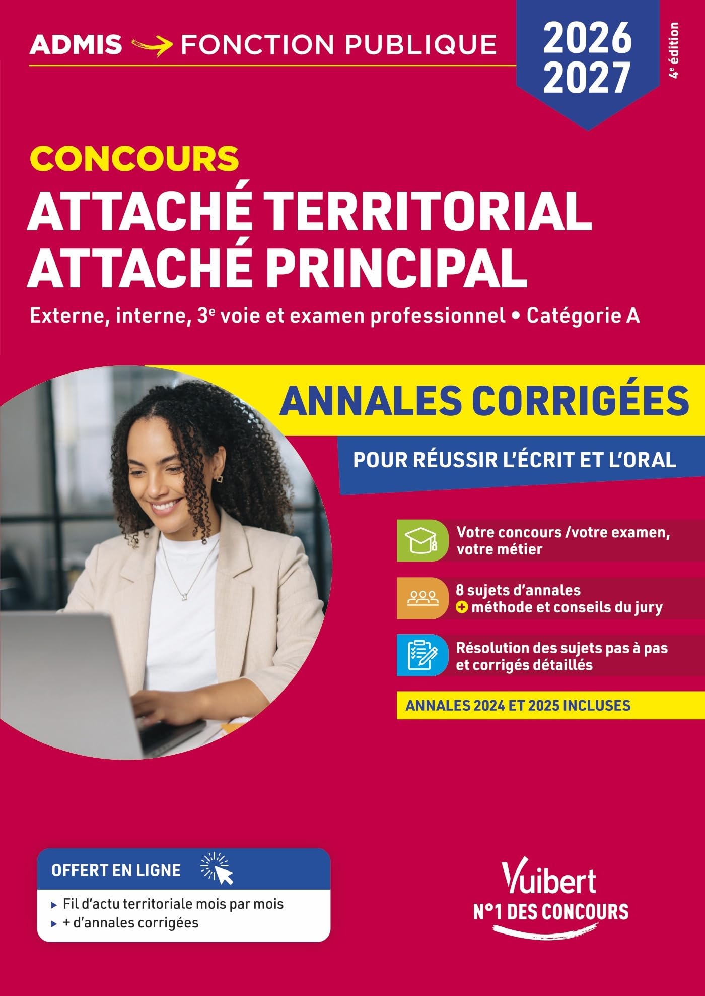 Concours Attaché territorial 2026 - Annales corrigées: Externe, interne, 3e voie et examen professionnel - Catégorie A