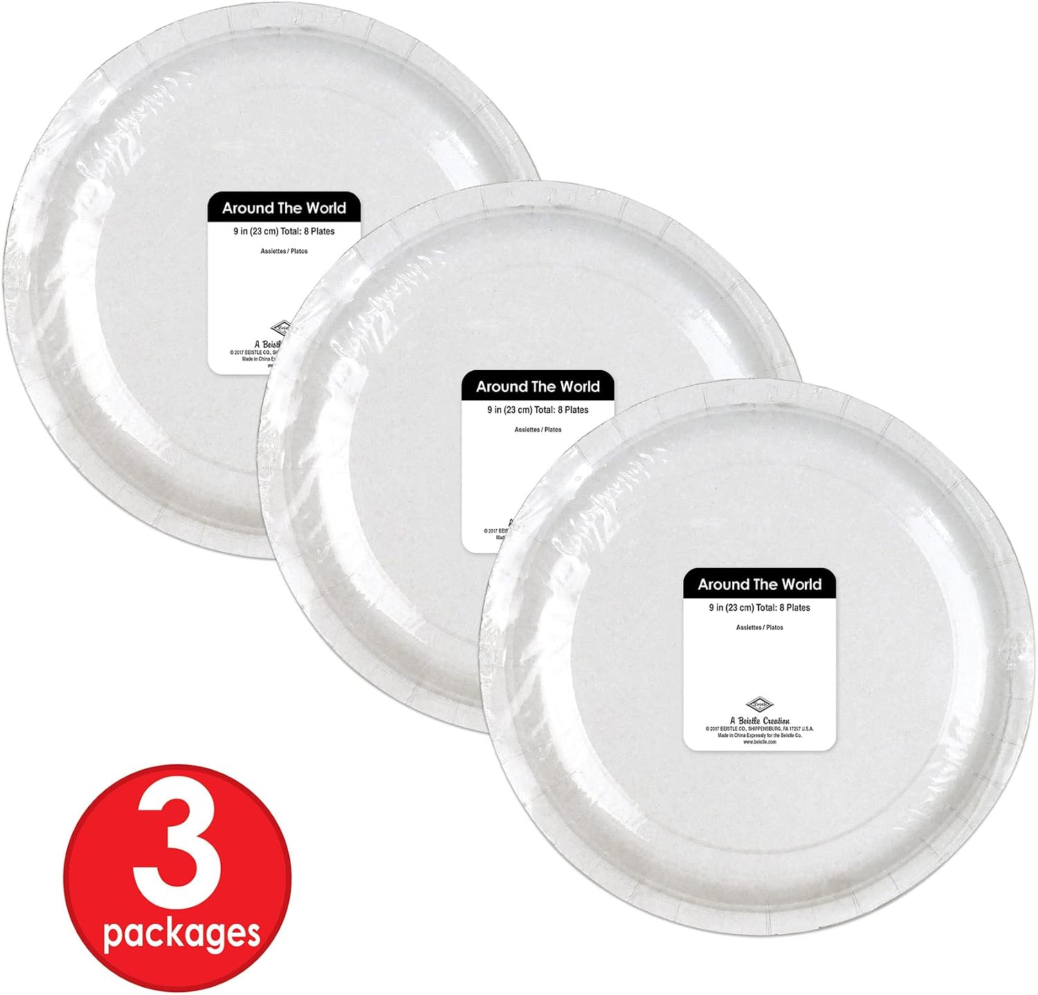Beistle Around The World Plates (24 Piece), 9", Multicolor