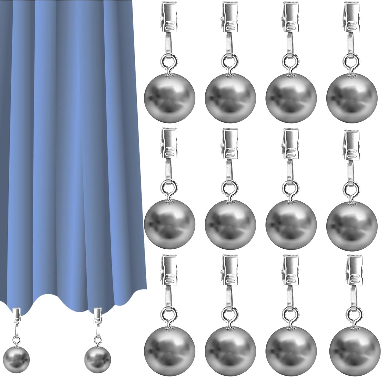 12 Pack Curtain Weights for Outdoor and Indoor, Stainless Steel Weight Clip for Drapery, Pergola, Patio, Gazebo, Cabana