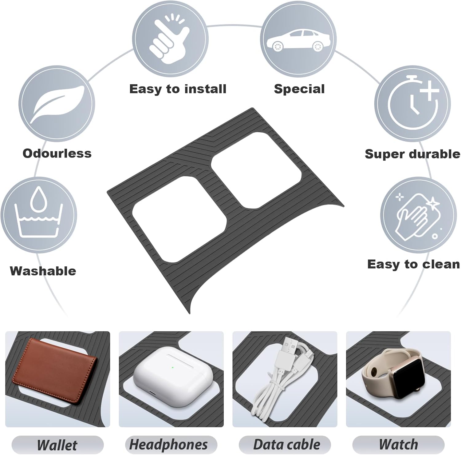 SKTU for 2027 Kia Telluride Wireless Charging Mat 2027+ Telluride Center Console Non-Slip Mat Kia Telluride 2027 Accessories 2027 Telluride Rubber Console Pad-Durable