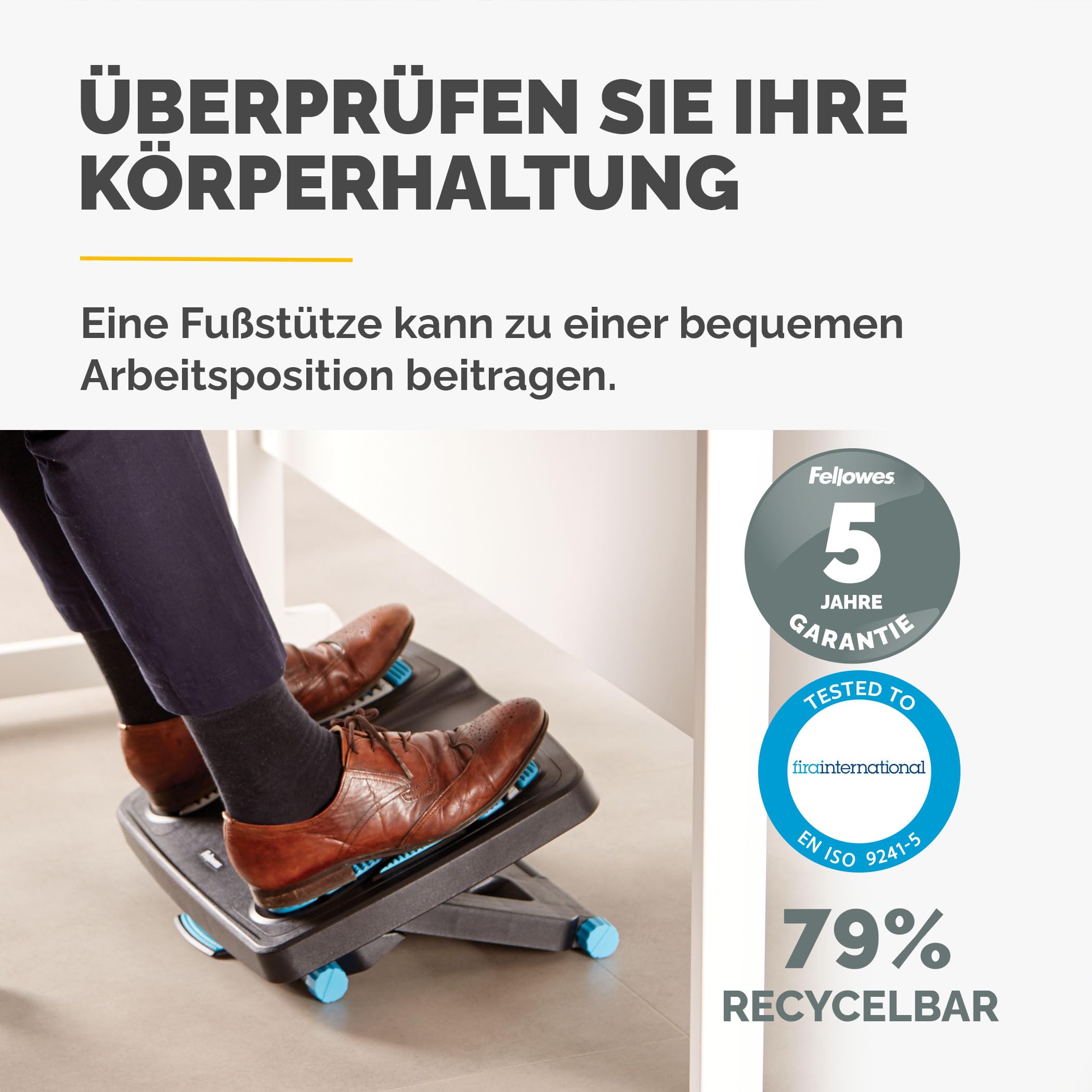 Fellowes 8068001 Fußstütze Energizer verstellbar mit Reflexzonen-Massageoberfläche, schwarz