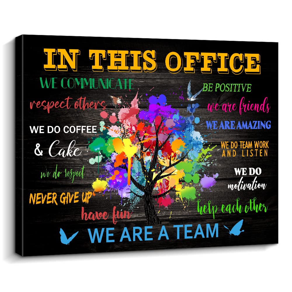 Motivational Office Wall Art, We Are a Team 12x16 Inches Framed
