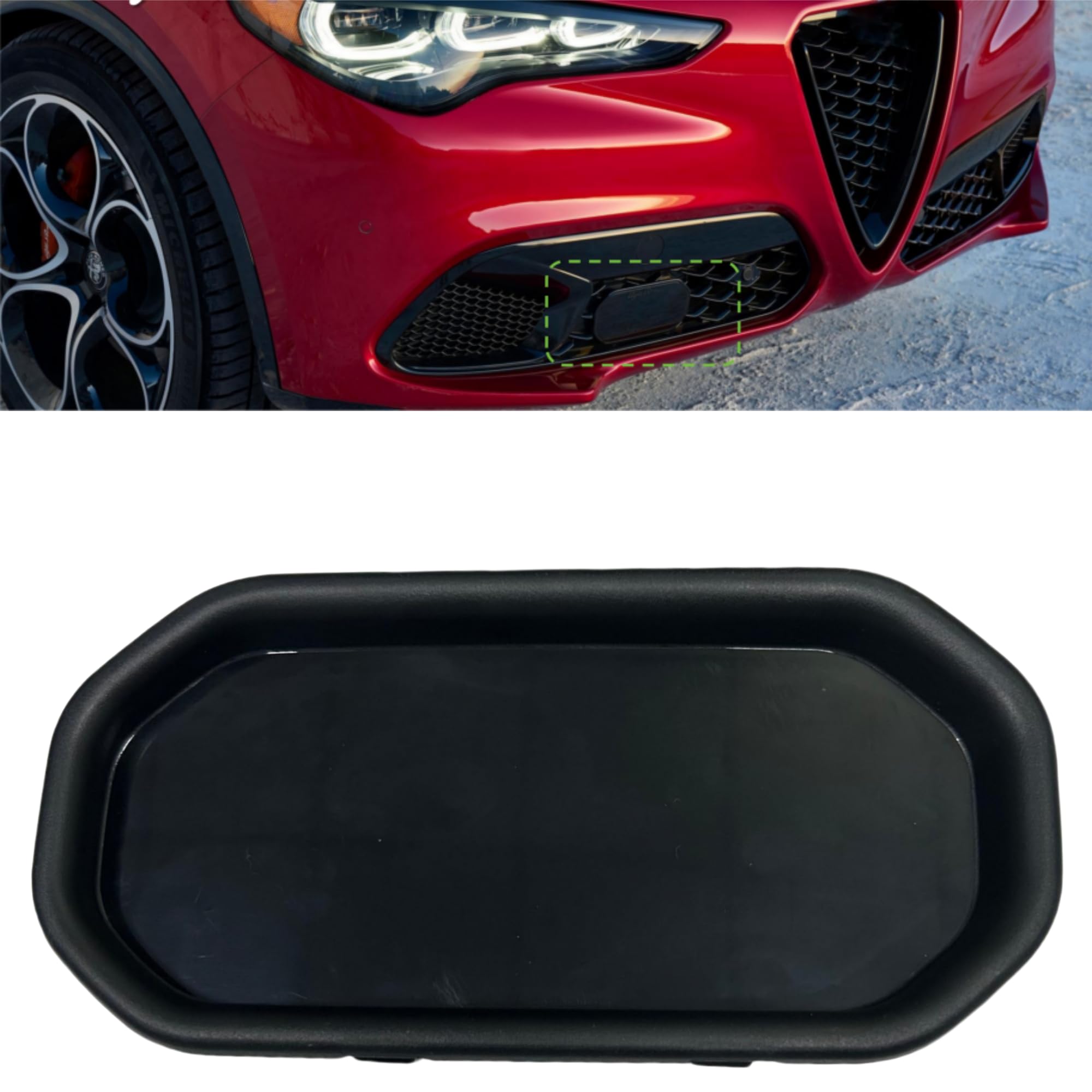 PMFCA Forward Radar Cover Front Grille Compatible with Alfa Romeo Stelvio 2017–2024, ACC Front Ornament Grille Replace 156126159