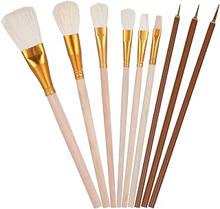 9 Stück Keramik Glasurpinsel,Keramikpinsel,Glasurpinsel Keramik Pinsel,Keramikglasurpinsel,Pinsel für Keramiks Bemalen,Serviettentechnik Pinsels,Glasurpinsels Töpfern für Aquarell Keramikmalerei