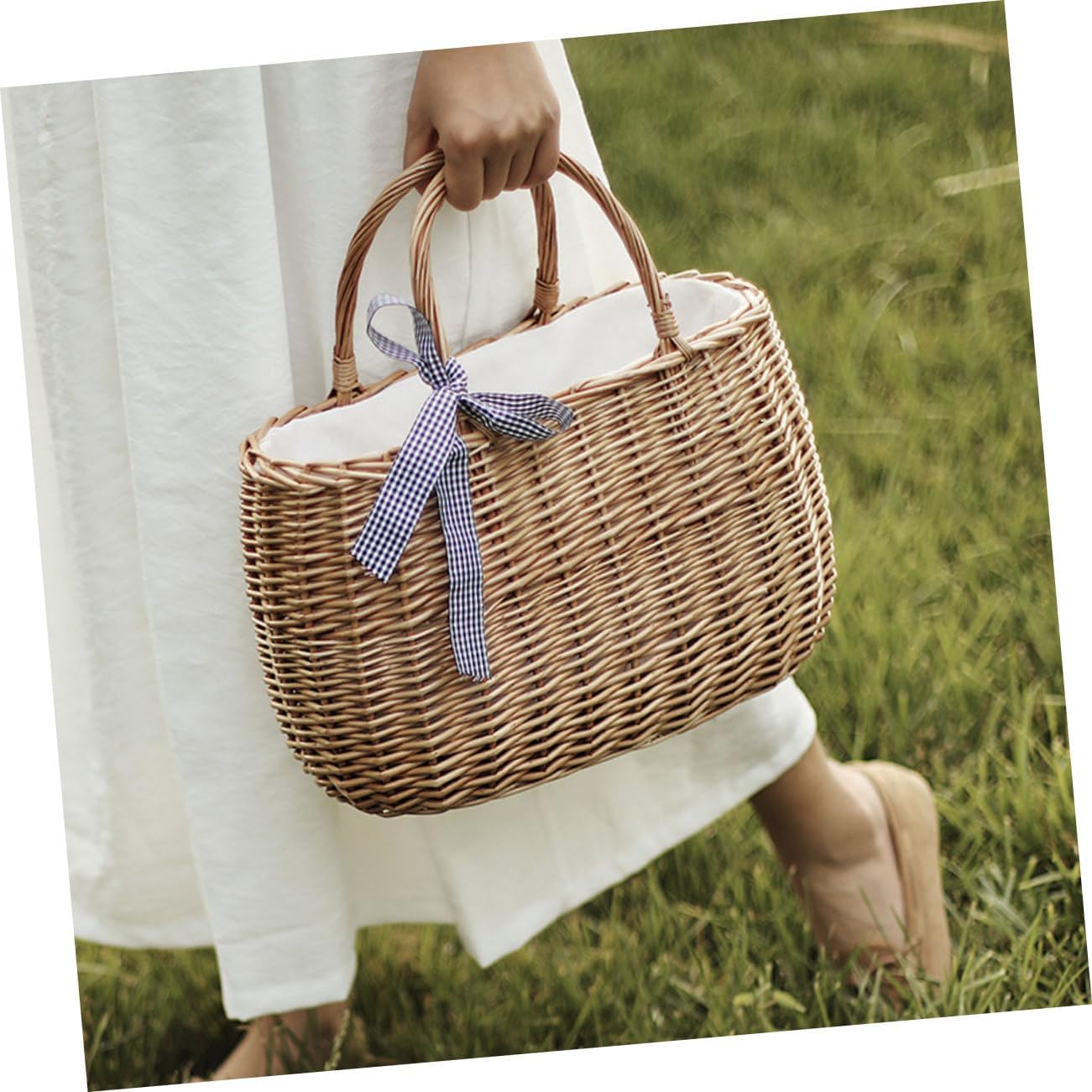 Elegant Rattan Weaving Purse Storage Basket Basket Fruit Holder Eco-friendly Home Decor