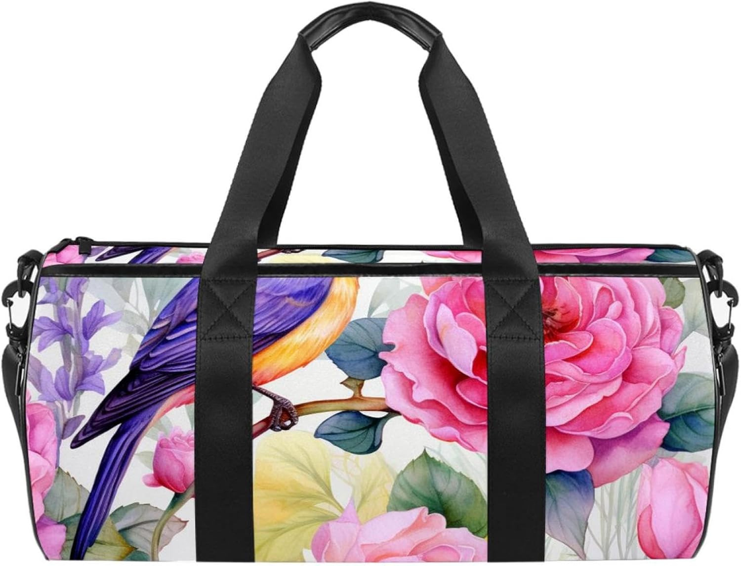 Gym Bags for Women,Duffle Bag for Travel,Floral Roses Bird Butterfly,Gym Bag for Men