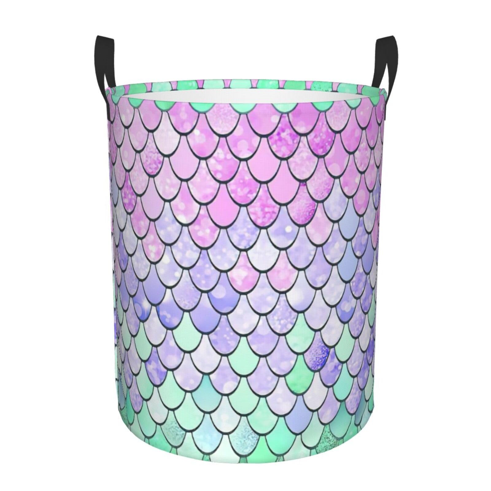 M Circular Hamper Mermaid Scale Print for Dirty Clothes