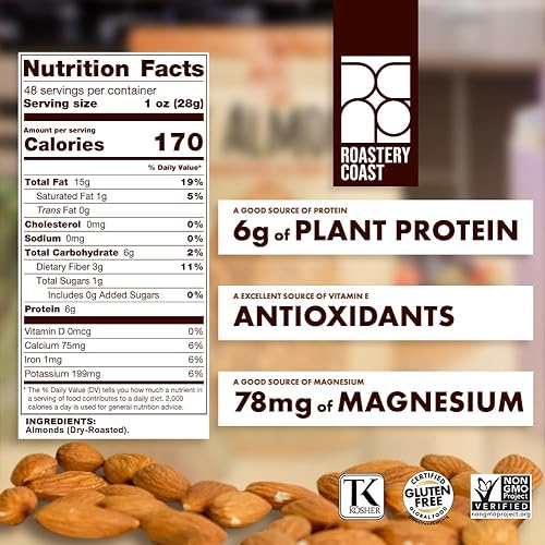 Miniatura 2 de Roastery Coast - Nueces diarias recién tostadas | Almendras a granel de 3 libras | Nueces sin sal | Tostado de secado lento | Pasteurizado al vapor