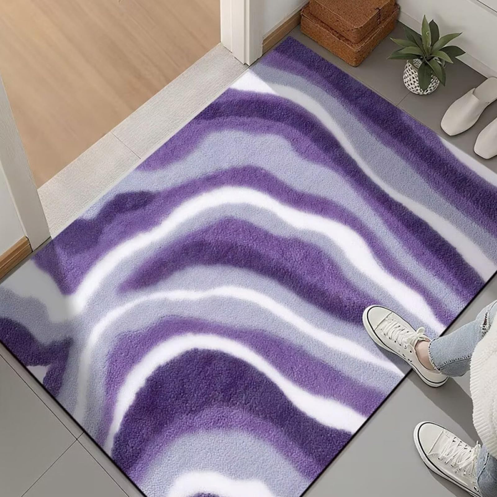 Tapis magique à illusion d'optique 3D grand format 120x180cm velours colombe design