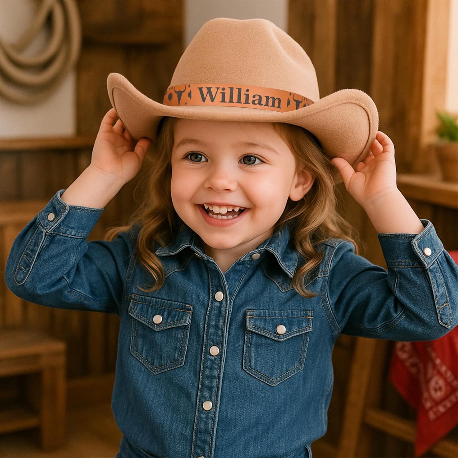 Custom Toddler Boys Cowboy Hat, 2-8t Western Hat for Kids, Leather Hatband Baby Cowgirl Hat for Girls - Image 3
