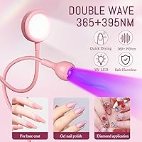 Vista 101 de AORAEM Lámpara LED UV para uñas: lámpara U V de cuello de cisne de doble cabeza para uñas de gel, luz LED de curación flash con 6 lupas para el Negro