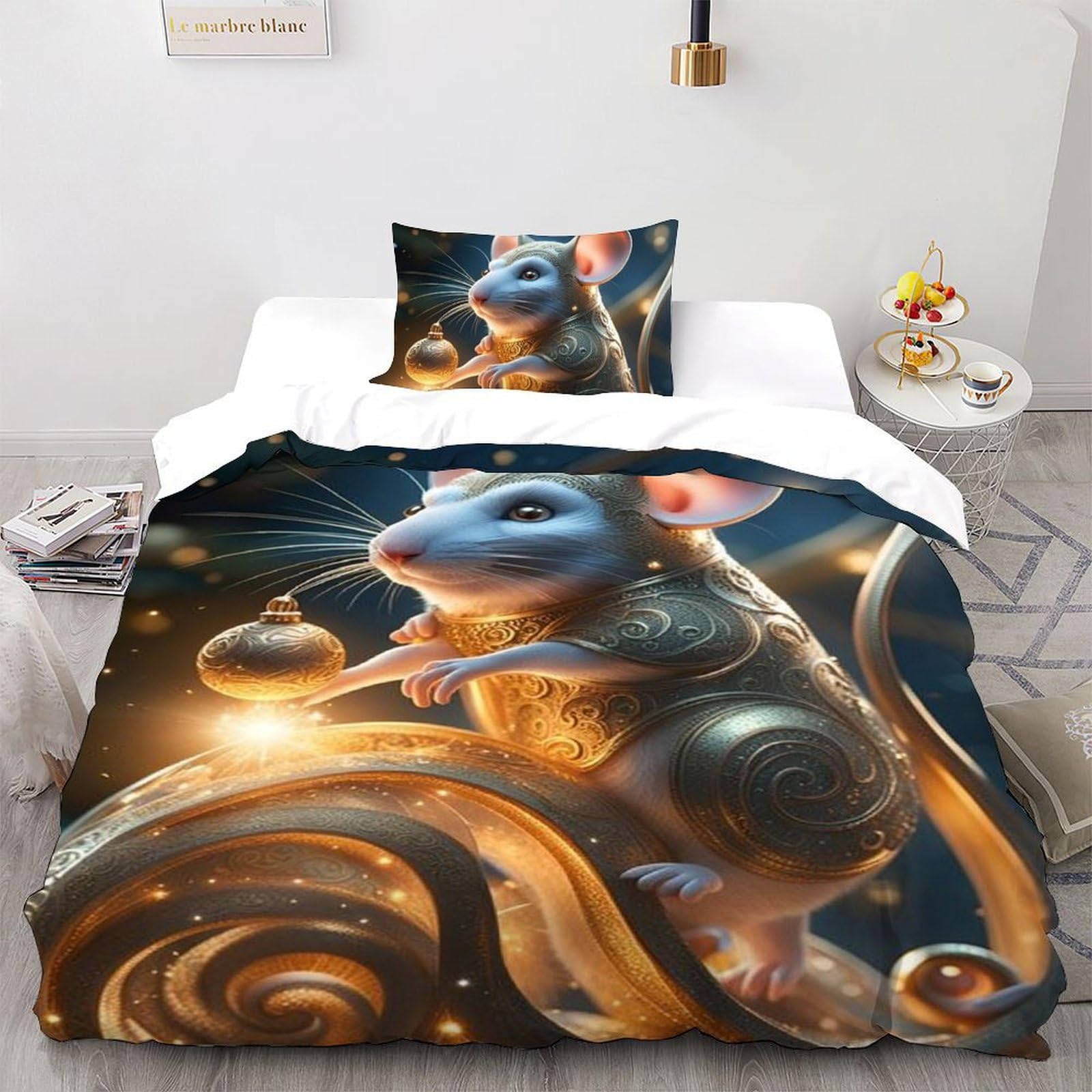 Housse de couette single 135x200 imprimé animal 3D avec taie d'oreiller pour lit enfant