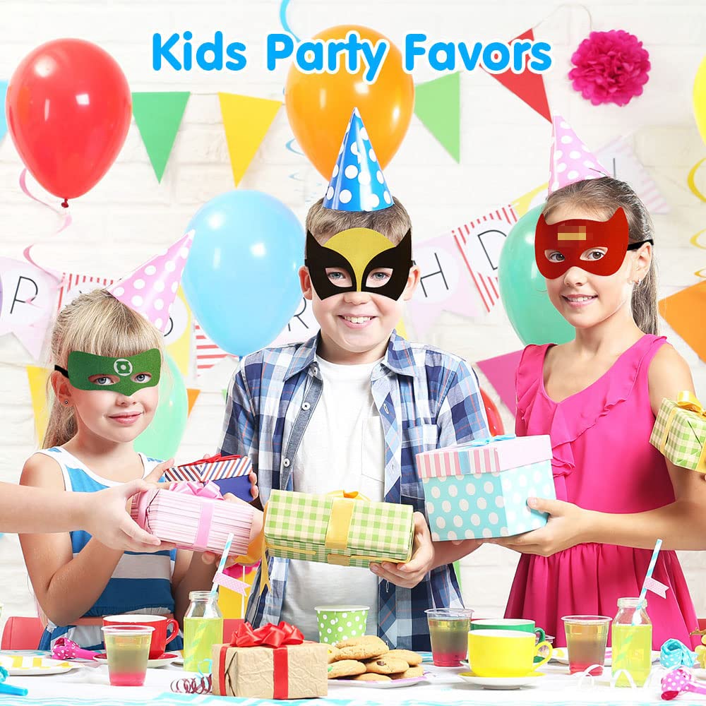 URAQT Maschere di Supereroi, 16 Pezzi BambiniFeltro Mascherine, Maschere Supereroi Per Bambini per Bambini Adulti Mascherata per Feste