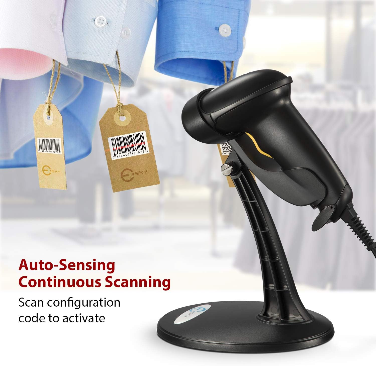 Esky Barcode Scanner in auto-sensing mode