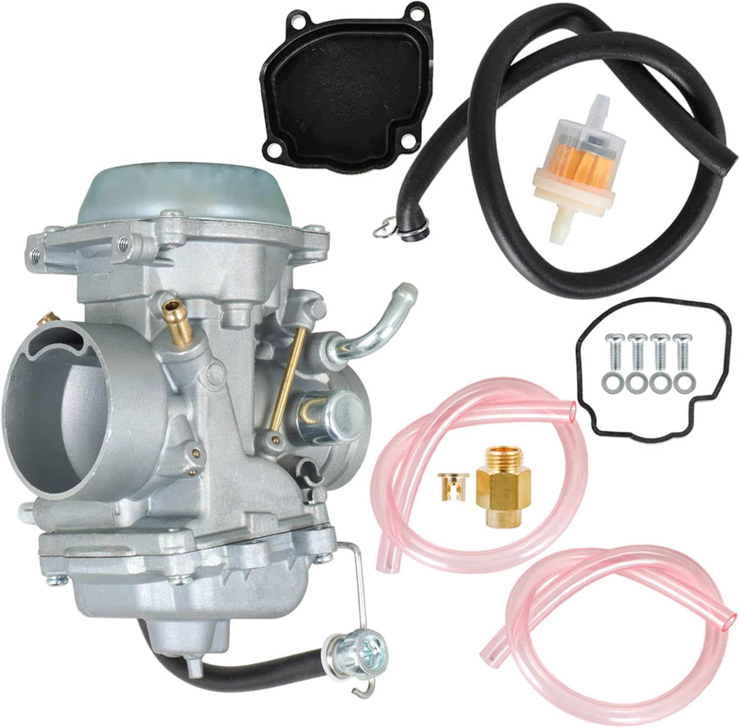 Carburetor Carb Replacement for 1994-1998 Suzuki King Quad 300 LTF4WDX / 1999 Suzuki King Quad 300 Throttle Cable Threaded Type