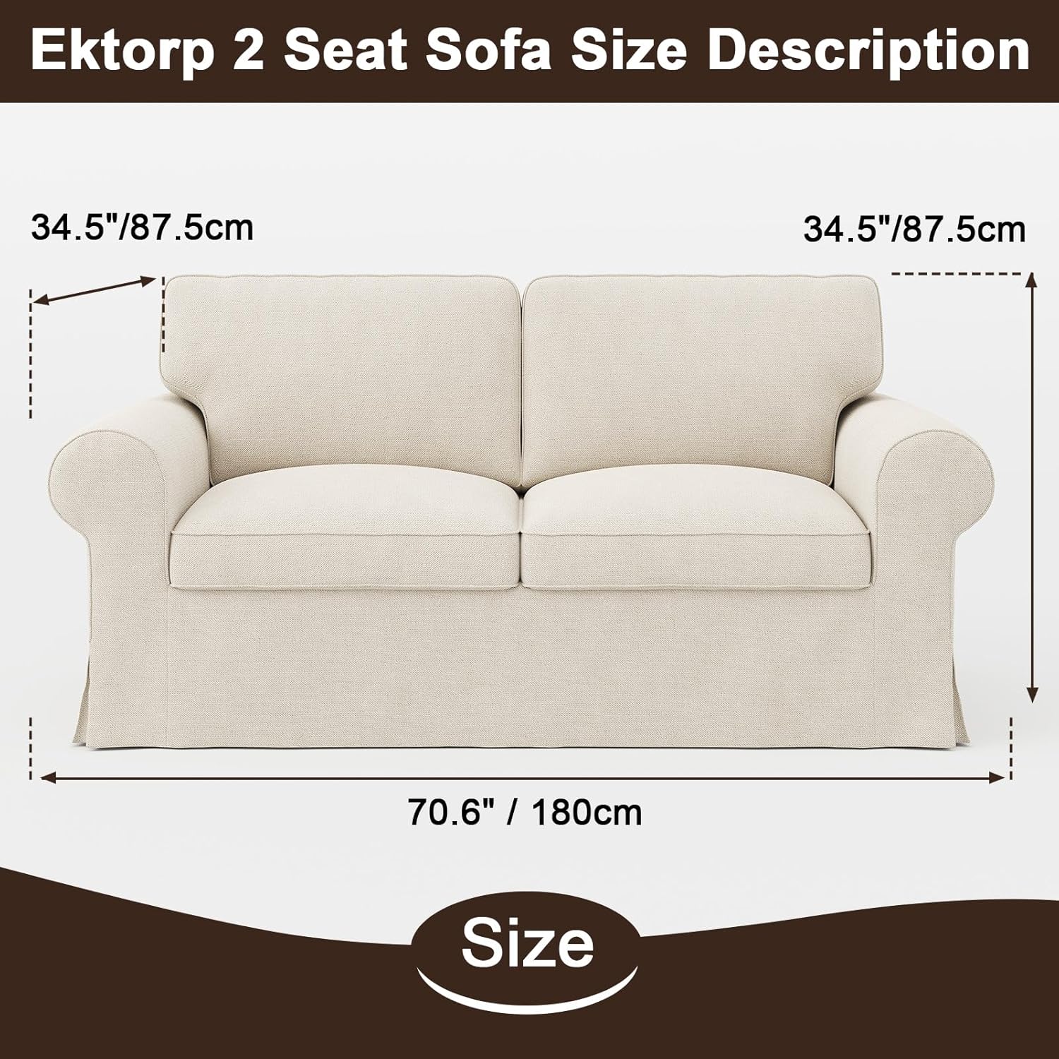 Ektorp Loveseat Sofa Cover Replacment Slipcover Designed for IKEA Ektorp Two Seater Sofa Slipcover,Couch Cover Not Include The Sofa Body, Cool White