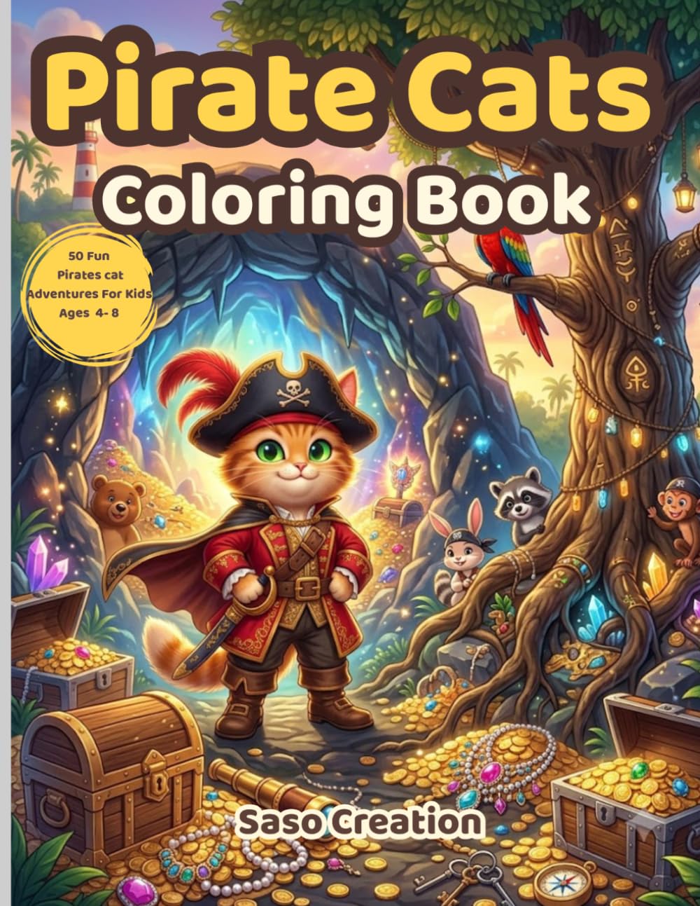 Pirate Cats Coloring Book: Fun Sea Adventure Coloring Pages for Kids, Toddlers, and Cat Lovers (Ages 4-8)
