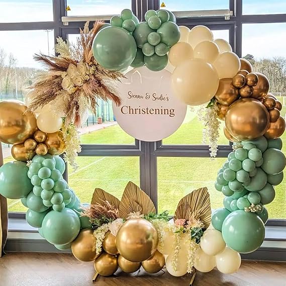Sage Green Balloon Arch Garland Kit Baby Shower Balloon Arch with 110pcs Gold Sand