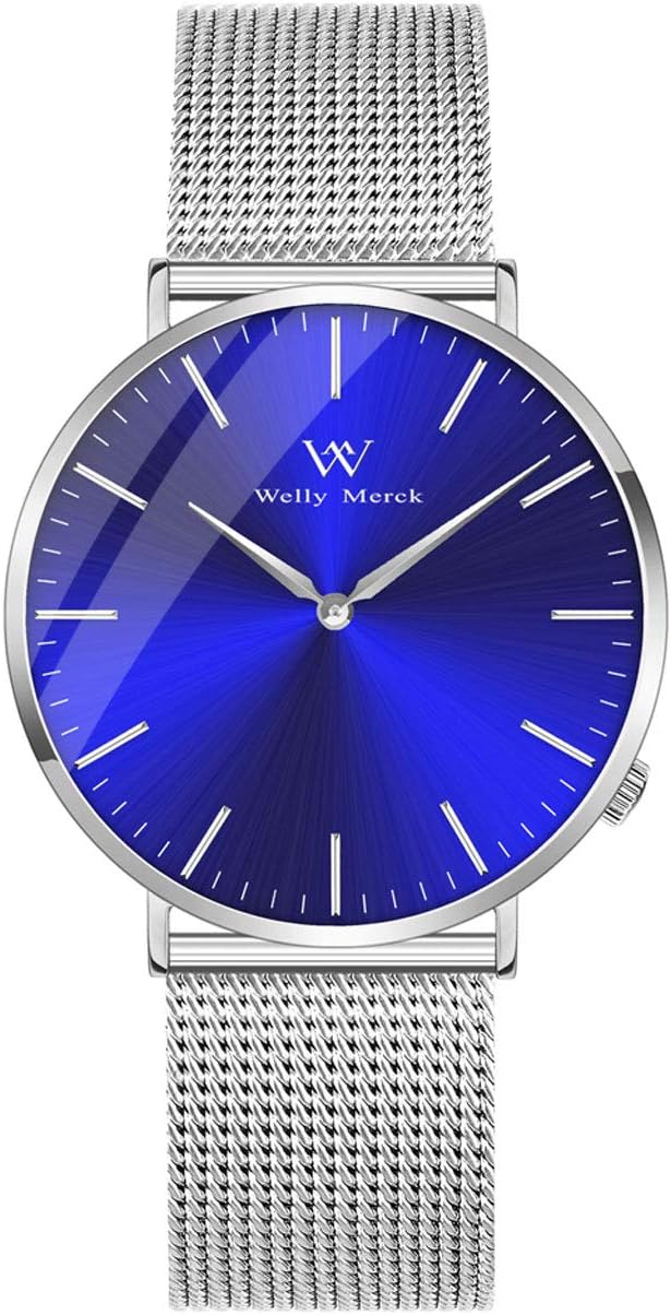 Welly Merck Men's Analogue Watch Swiss Quartz with Silver Leather Watch Strap M-C4M1