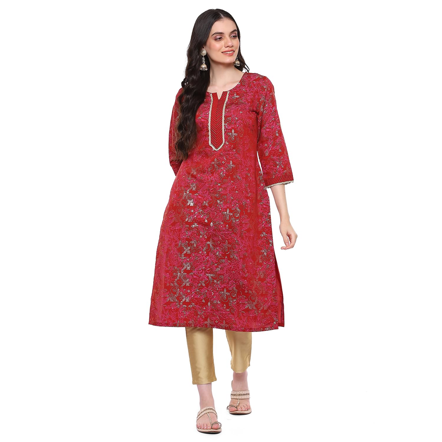 Rangriti Blue Liva Straight Printed Kurta for Women in blue