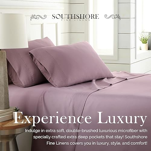 Miniatura 2 de SouthshoreFine Linens, juego de ropa de cama con bolsillo profundo, Microfibra, Lavanda, gemelo