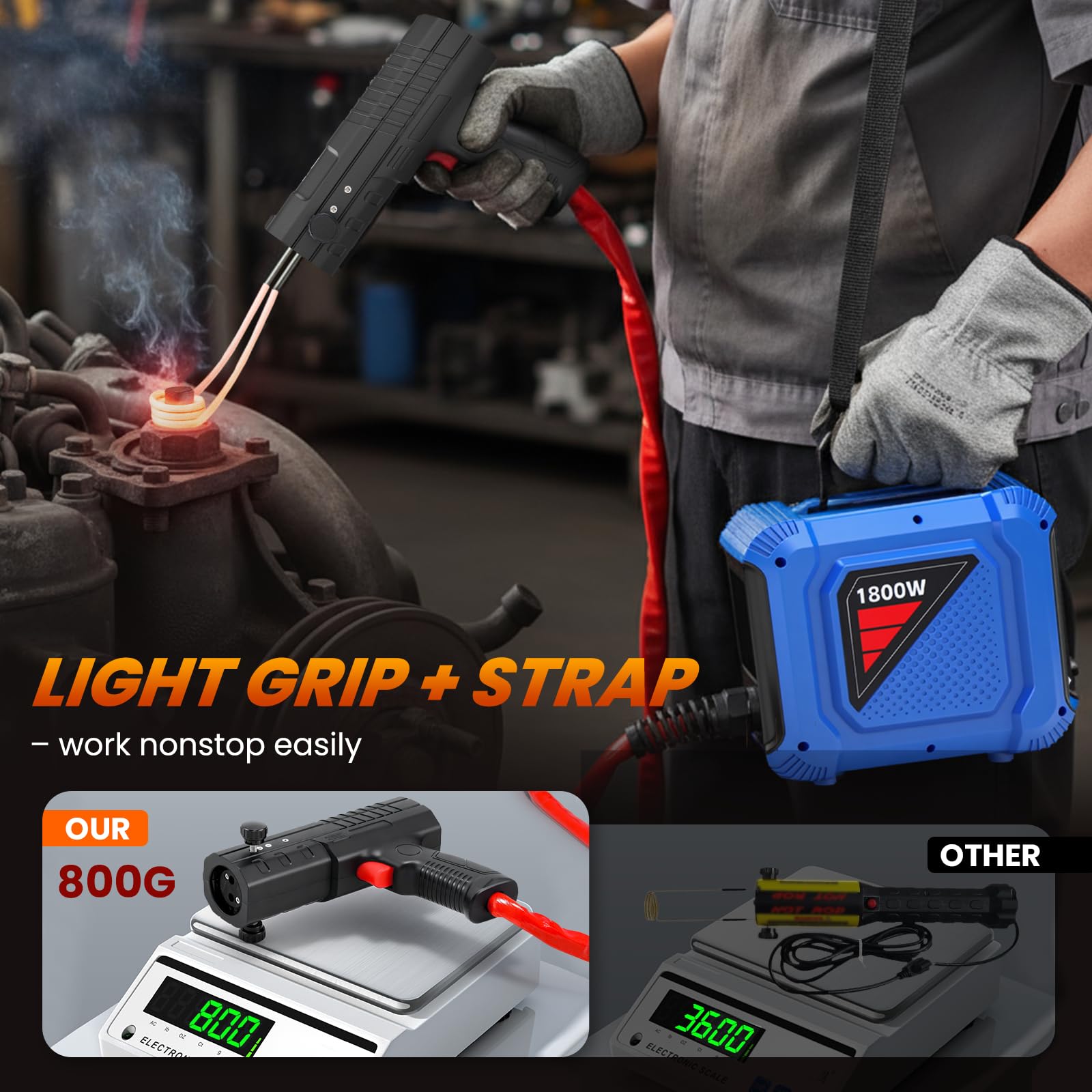 NEWTRY Magnetinduktionsheizgerät-Set 1800W 8 Spulen Bolzenlöser Rost Auto | Leistungsstark, flammenlos, rostige Muttern, Schrauben, Bolzen entfernen, langlebig, für Kfz-Werkstatt, hohe Effizienz, 220V