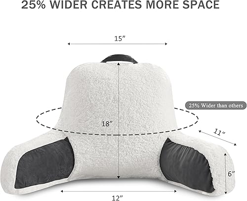 Miniatura 2 de downluxe Almohada de lectura Sherpa con brazos, almohada de espalda para sentarse en la cama, almohada para adultos con espuma viscoelástica
