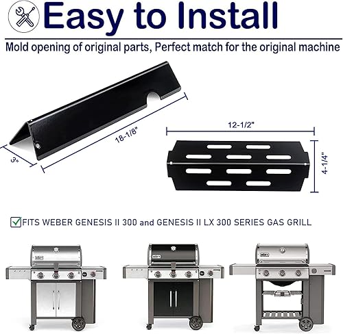 Miniatura 2 de Genesis II - Barras aromatizantes, deflectores de calor, piezas de repuesto para Weber 66032 66795 66040, Weber 2 piezas de parrilla para GS4