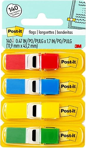 Post-it Banderas, 35/dispensador, 4 dispensadores/paquete, 47 pulgadas de ancho, colores primarios surtidos (683-4)